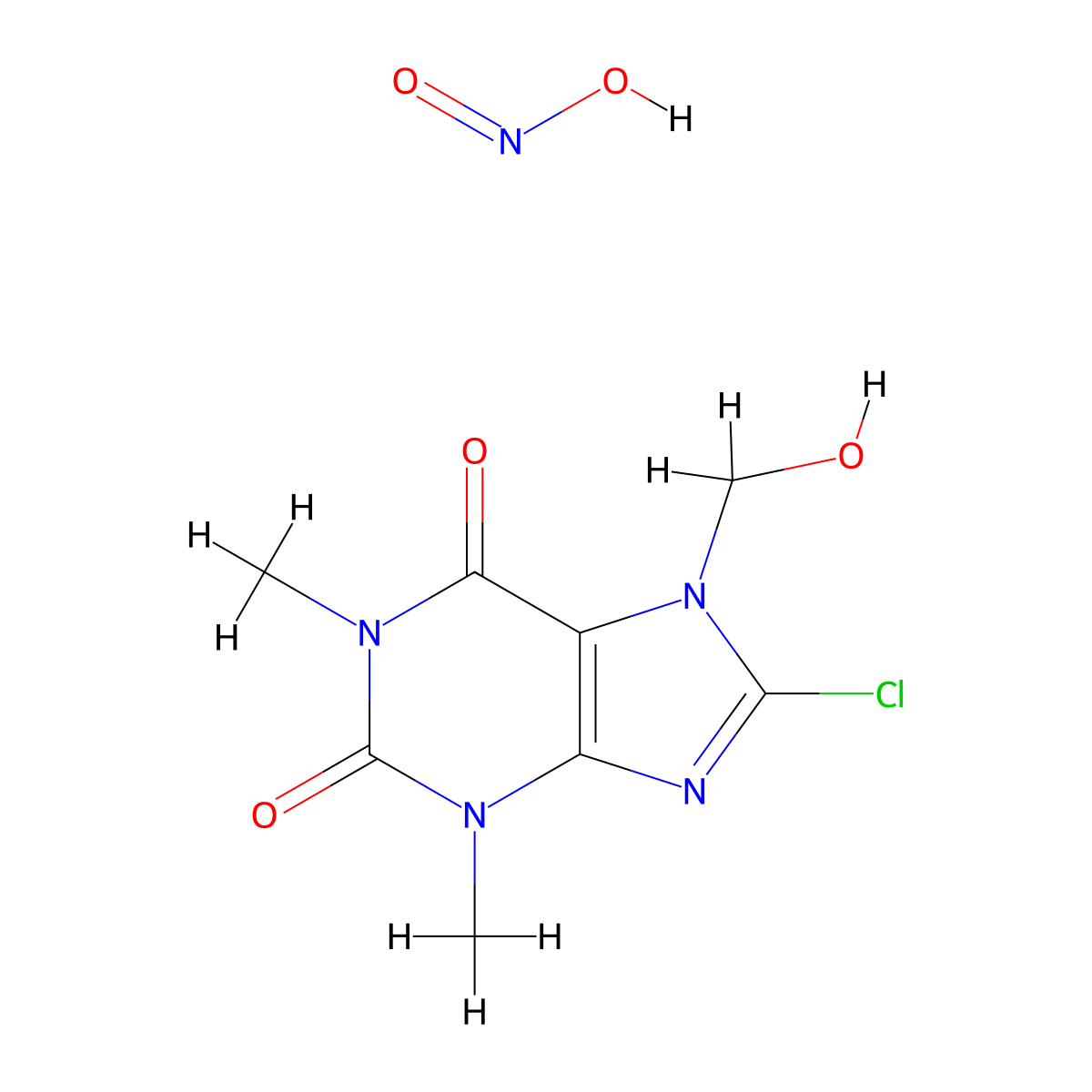 Theophylline, 8-chloro-7-hydroxymethyl-, nitrite (ester) molecular structure, CAS 63906-67-2