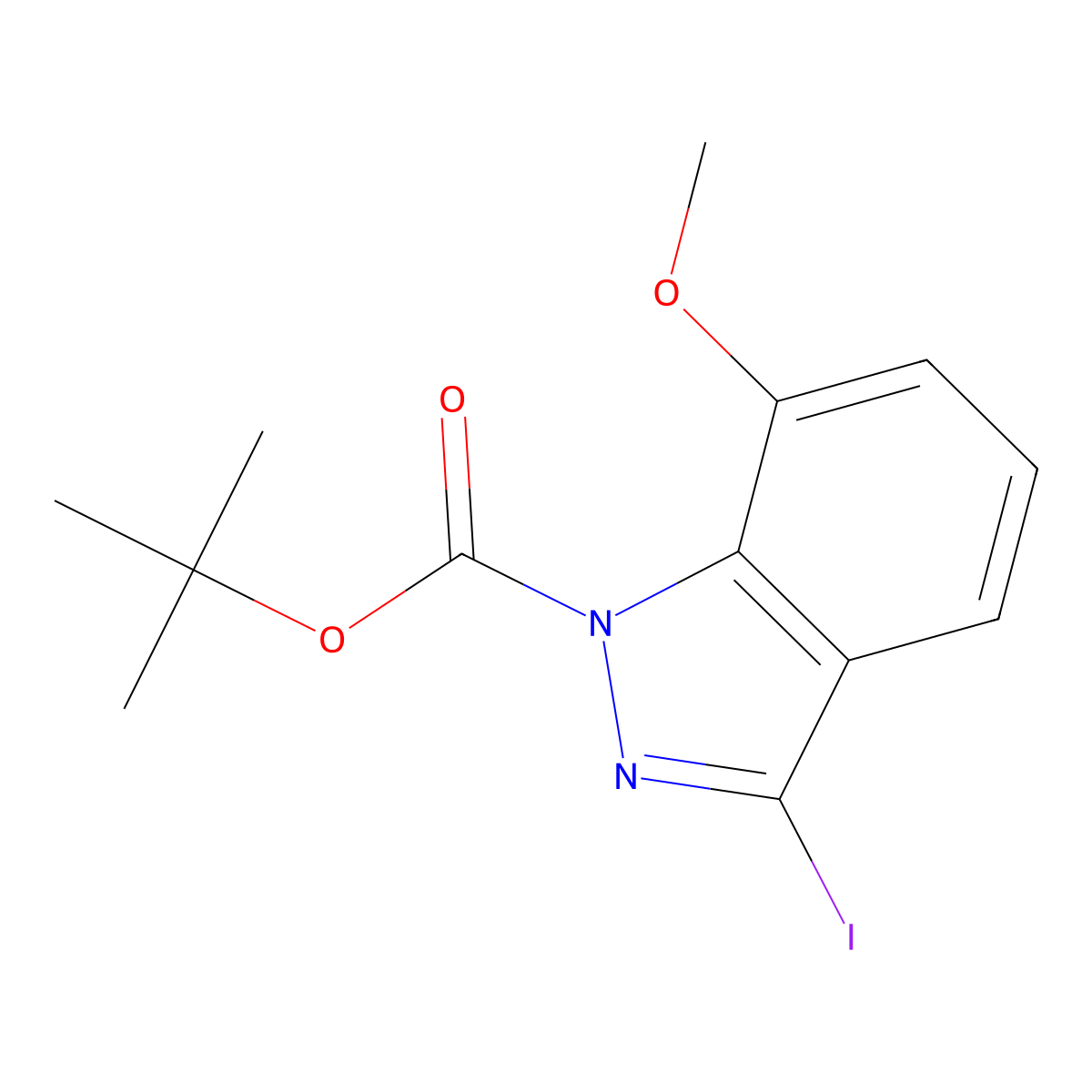 tert-Butyl 3-iodo-7-methoxy-1H-indazole-1-carboxylate molecular structure, CAS 639084-05-2