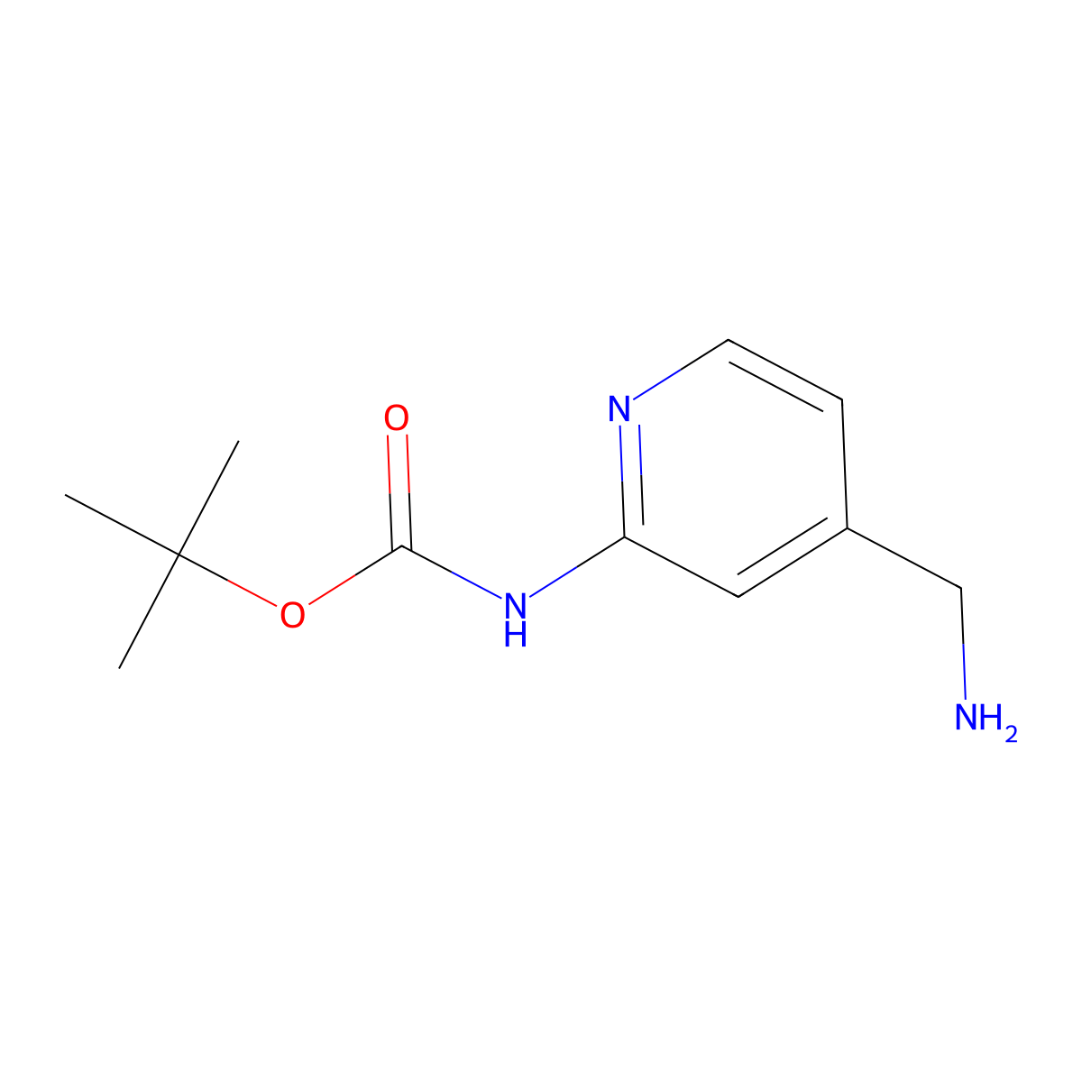 1,1-Dimethylethyl N-(4-(aminomethyl)-2-pyridinyl)carbamate molecular structure, CAS 639091-78-4
