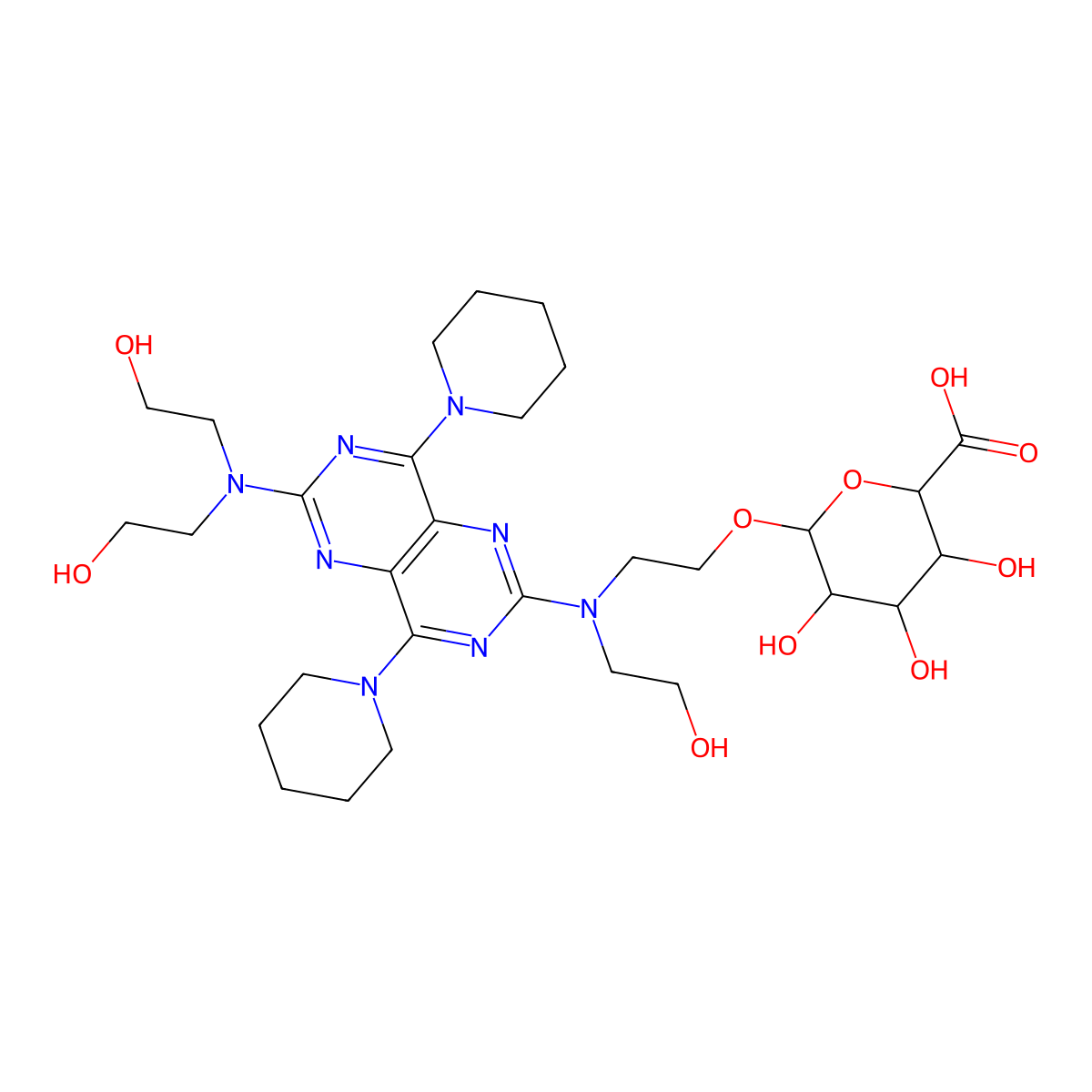 Dipyridamole mono-O-B-D-glucuronide molecular structure, CAS 63912-02-7