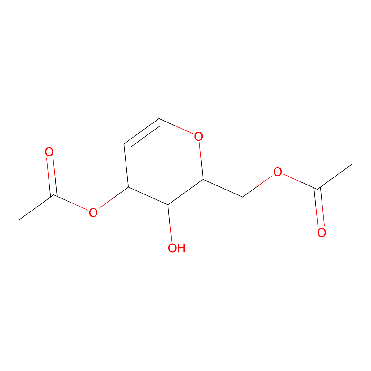 ((2R,3S,4R)-4-Acetoxy-3-hydroxy-3,4-dihydro-2H-pyran-2-yl)methyl acetate molecular structure, CAS 63914-23-8