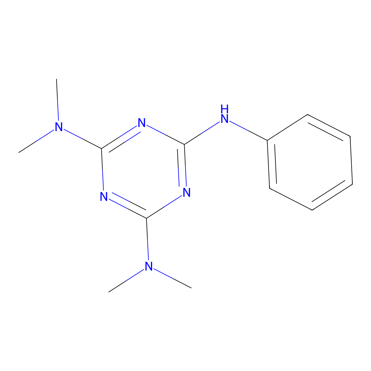 N,N,N',N'-Tetramethyl-N''-phenyl-[1,3,5]triazine-2,4,6-triamine molecular structure, CAS 63914-41-0