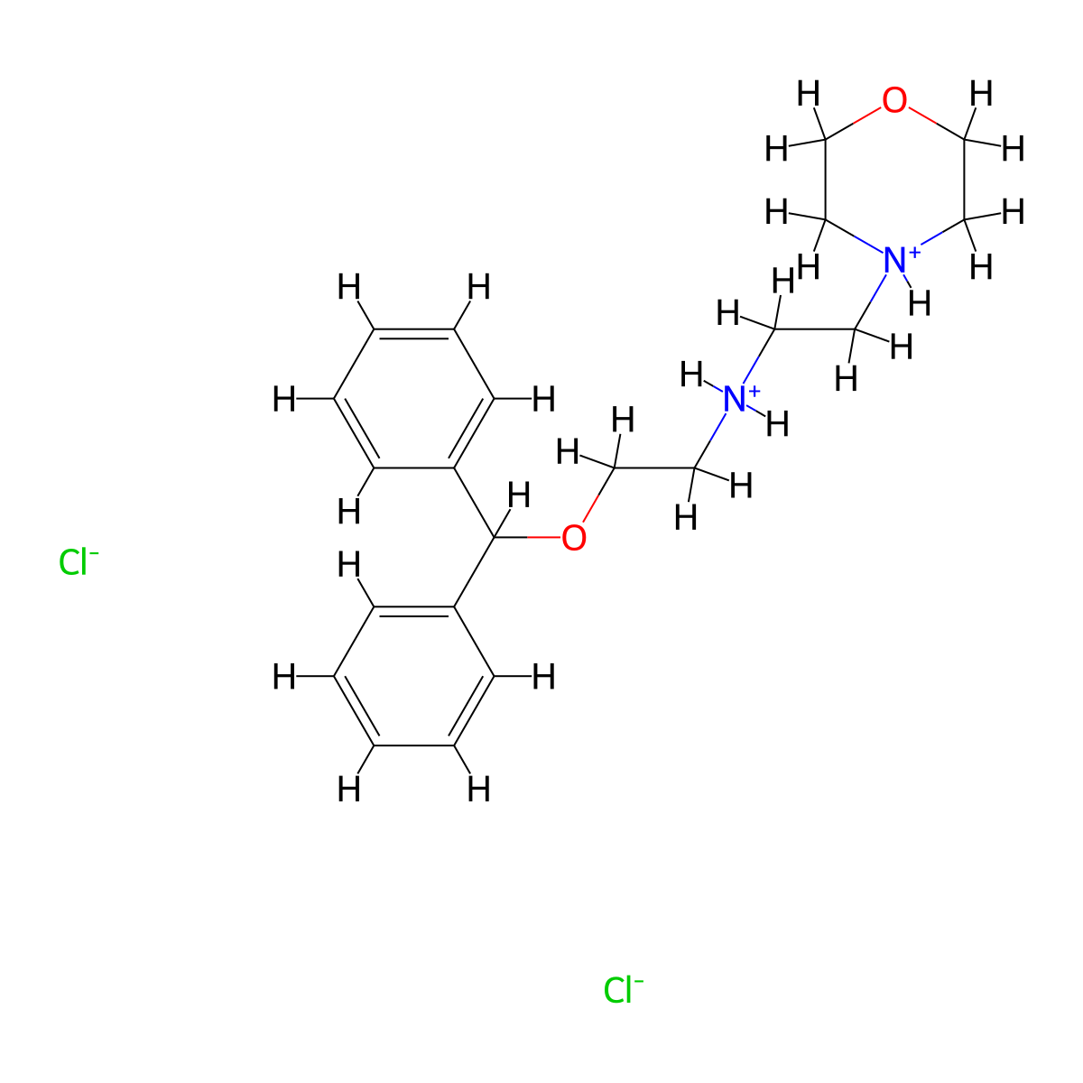 Diethylamine, beta-(diphenylmethoxy)-beta'-morpholino-, dihydrochloride molecular structure, CAS 63915-58-2