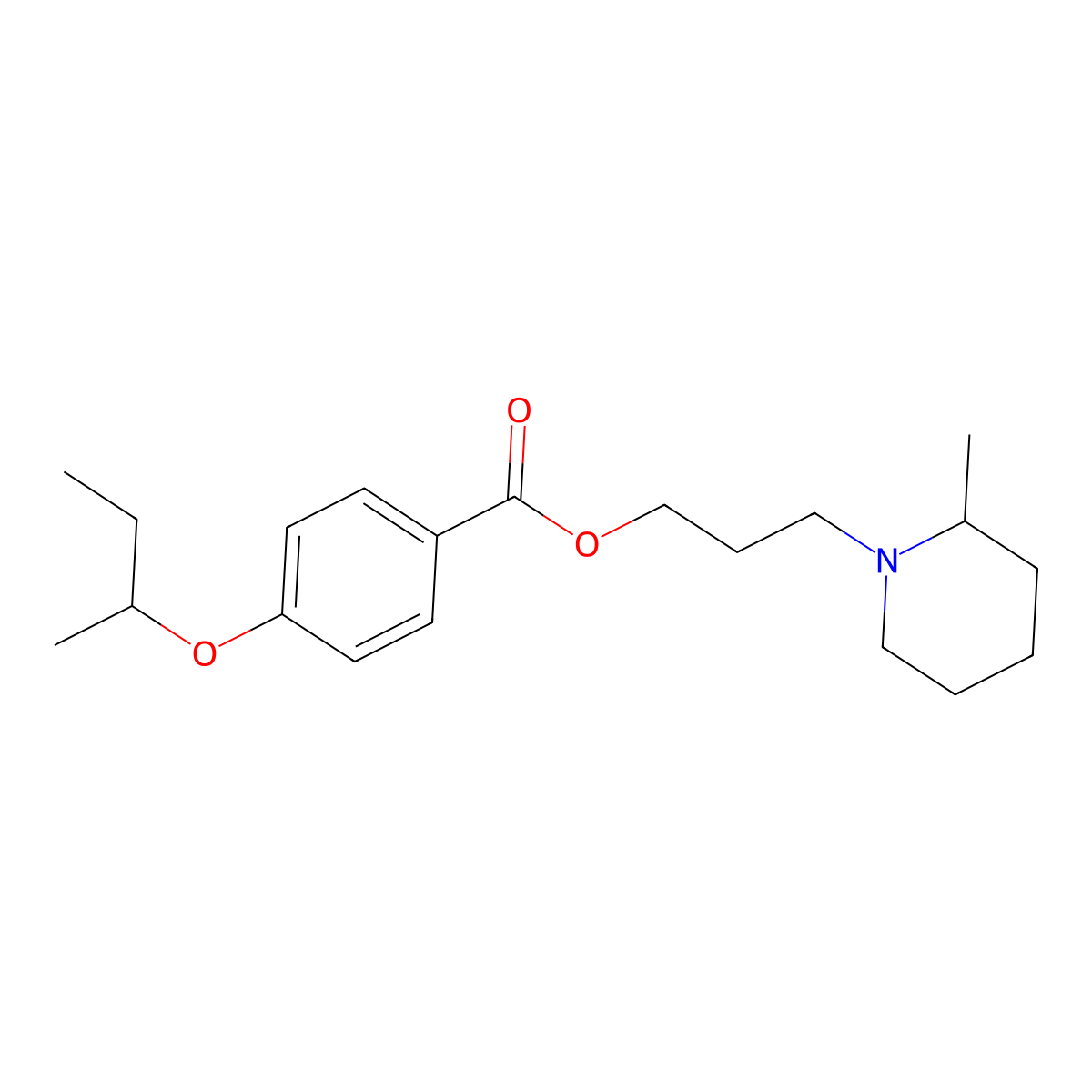 Benzoic acid, p-sec-butoxy-, 3-(2'-methylpiperidino)propyl ester molecular structure, CAS 63916-69-8