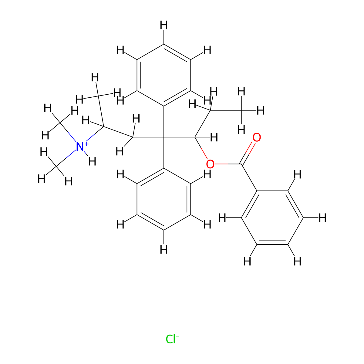 6-(Dimethylamino)-4,4-diphenylheptan-3-yl benzoate--hydrogen chloride (1/1) molecular structure, CAS 63916-74-5