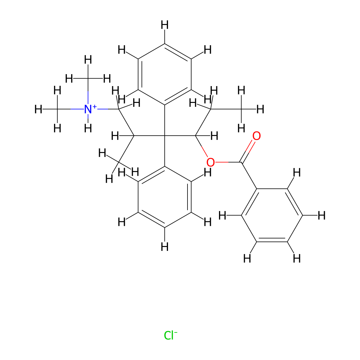 Benzoic acid, 6-dimethylamino-4,4-diphenyl-5-methyl-3-hexyl ester, hydrochloride molecular structure, CAS 63916-75-6