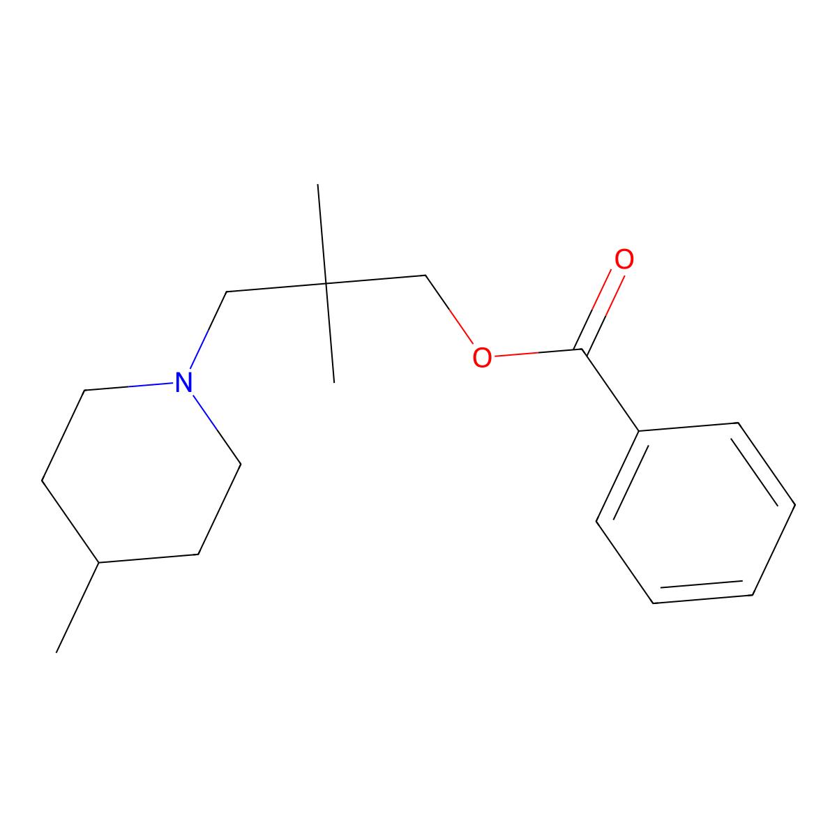Benzoic acid, 2,2-dimethyl-3-(4'-methylpiperidino)propyl ester molecular structure, CAS 63916-77-8