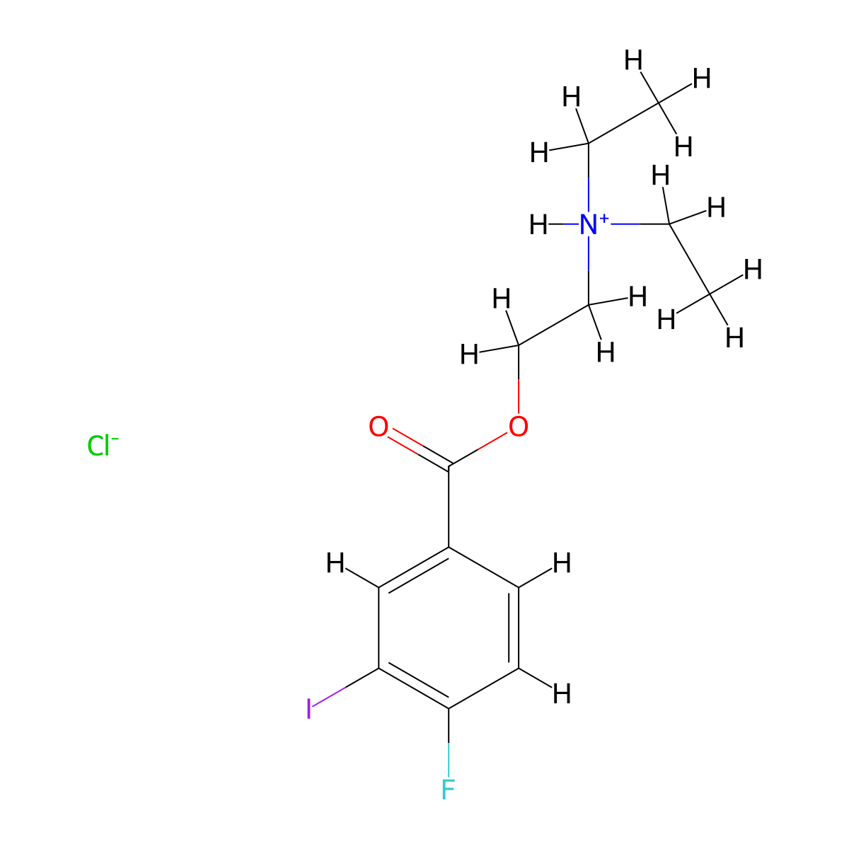 Benzoic acid, 4-fluoro-3-iodo-, 2-(diethylamino)ethyl ester, hydrochloride molecular structure, CAS 63916-81-4