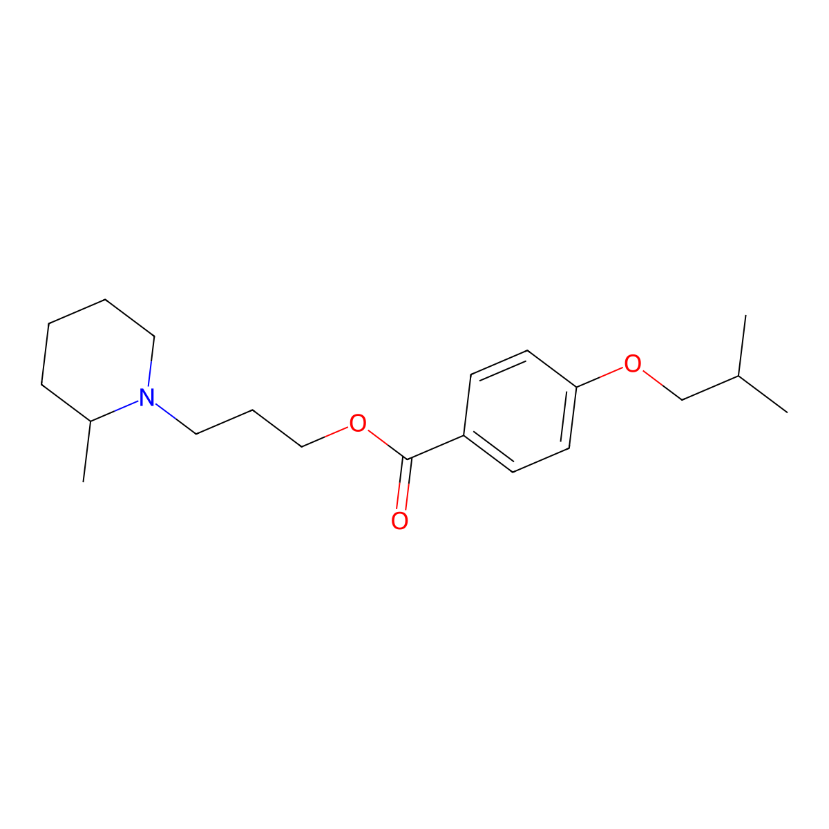 3-(2-Methylpiperidin-1-yl)propyl 4-(2-methylpropoxy)benzoate molecular structure, CAS 63916-90-5
