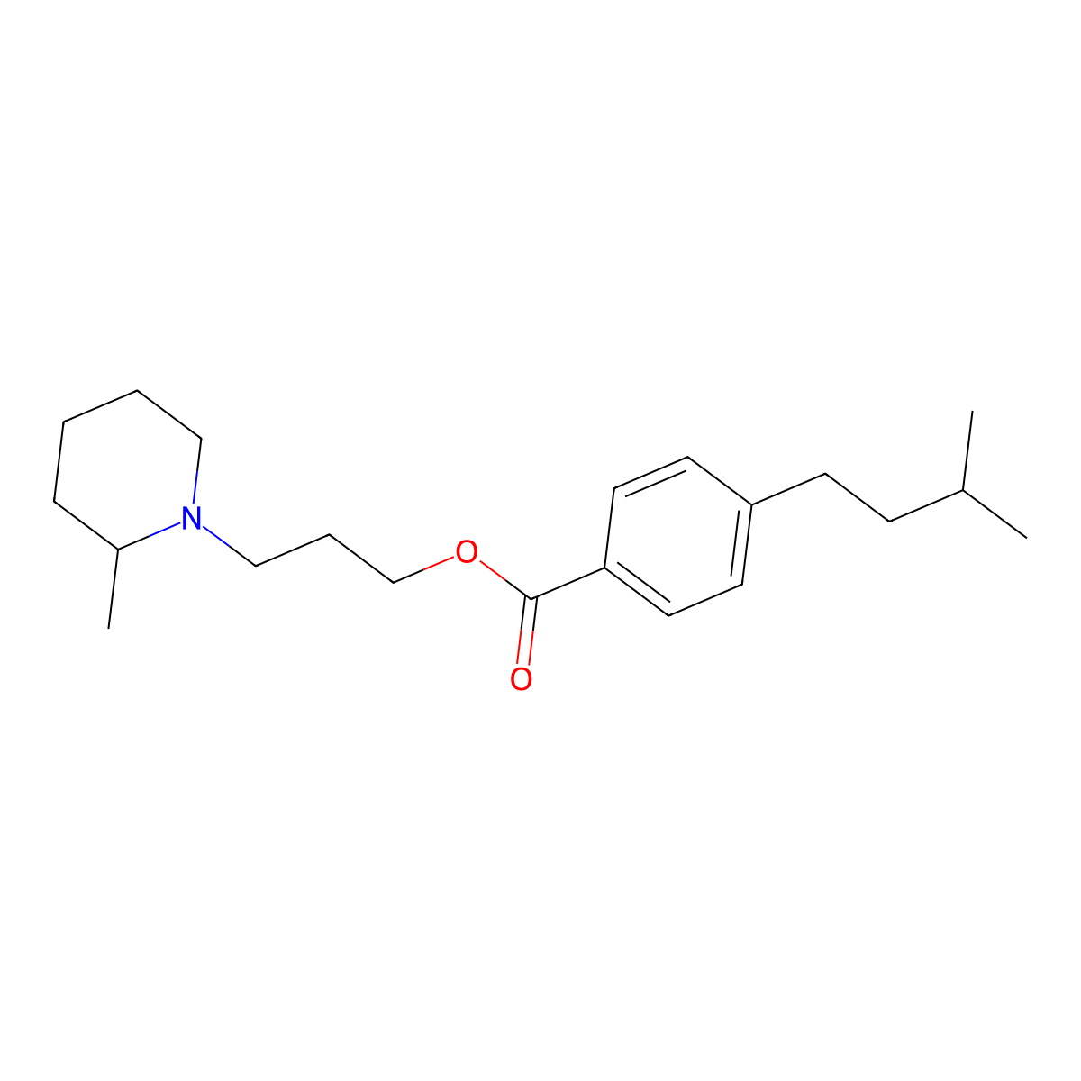 3-(2-Methylpiperidin-1-yl)propyl 4-(3-methylbutyl)benzoate molecular structure, CAS 63916-91-6
