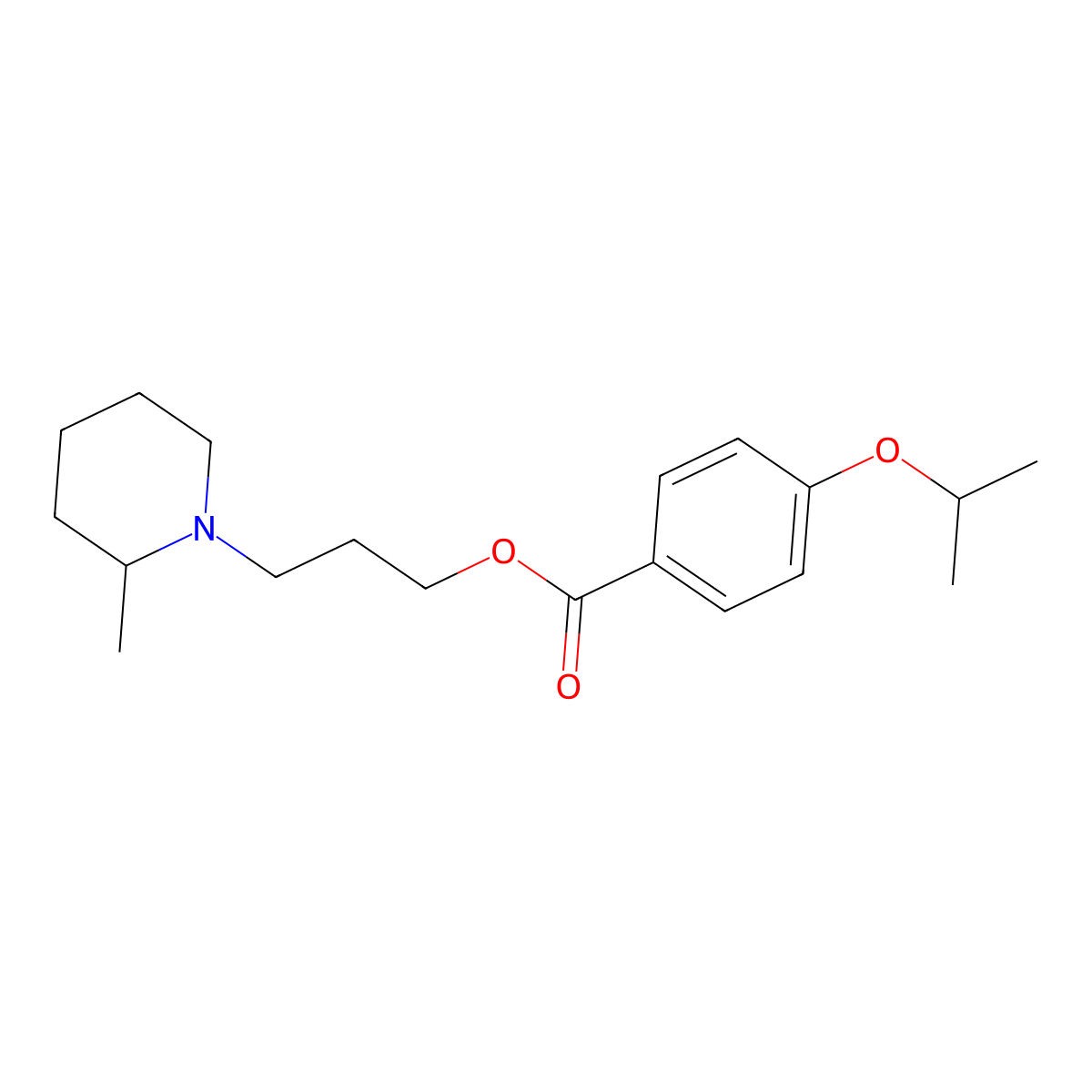 Benzoic acid, p-isopropoxy-, 3-(2'-methylpiperidino)propyl ester molecular structure, CAS 63916-92-7