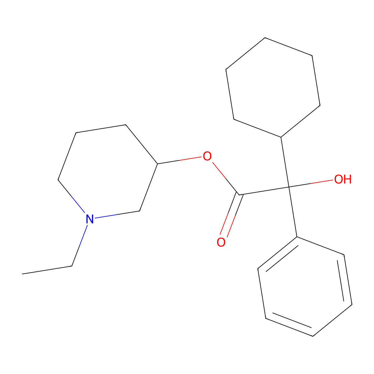 Mandelic acid, alpha-cyclohexyl-, 1-ethyl-3-piperidyl ester molecular structure, CAS 63917-13-5