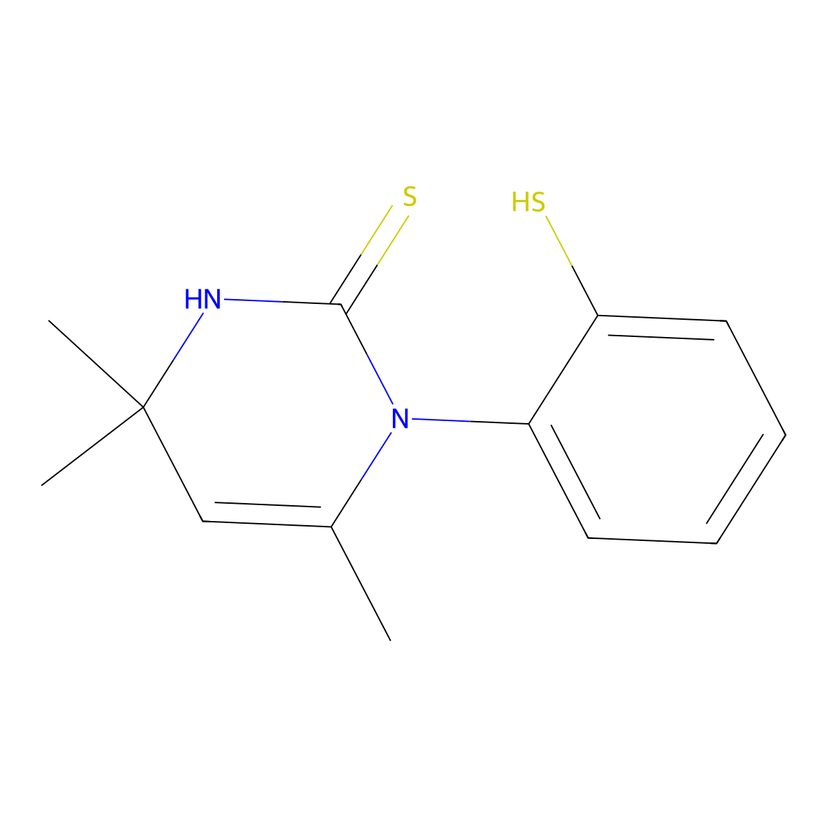 2(1H)-Pyrimidinethione, 3,4-dihydro-1-(2-mercaptophenyl)-4,4,6-trimethyl- molecular structure, CAS 63917-27-1