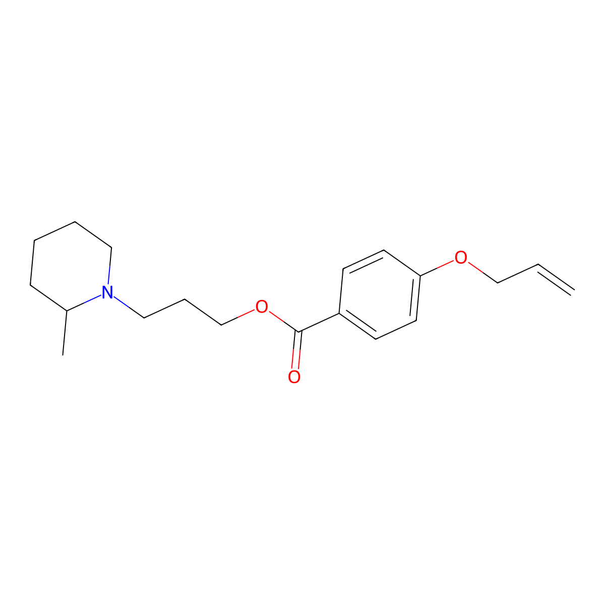 Benzoic acid, p-allyloxy-, 3-(2'-methylpiperidino)propyl ester molecular structure, CAS 63917-74-8