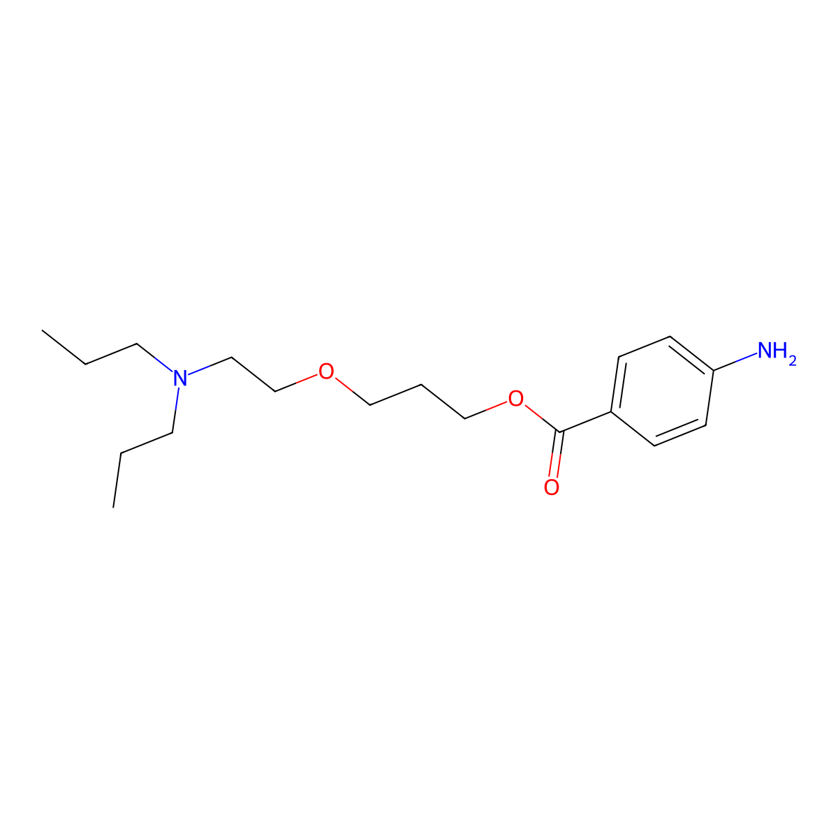 Benzoic acid, p-amino-, 3-(beta-(dipropylamino)ethoxy)propyl ester molecular structure, CAS 63917-78-2
