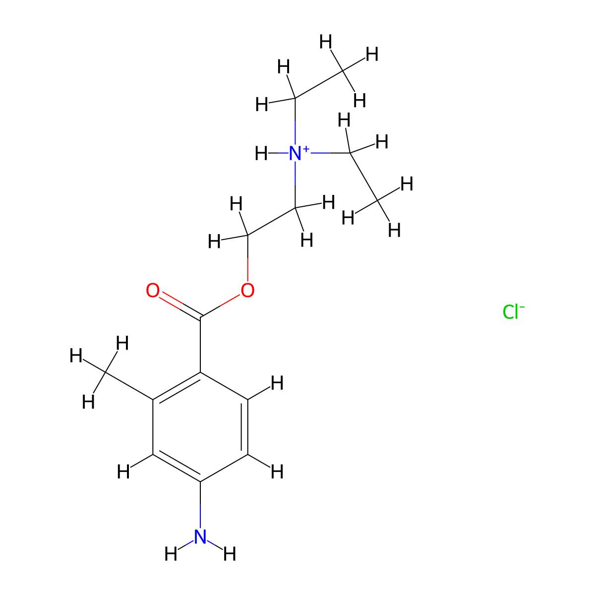 2-(Diethylamino)ethyl 4-amino-2-methylbenzoate--hydrogen chloride (1/1) molecular structure, CAS 63917-79-3