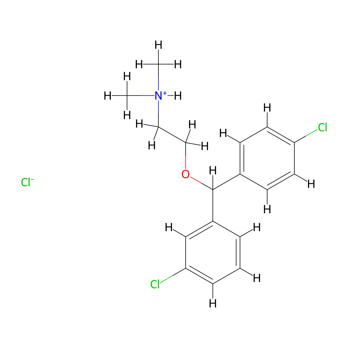Ethylamine, 2-(m,p-dichlorodiphenylmethoxy)-N,N-dimethyl-, hydrochloride molecular structure, CAS 63918-06-9