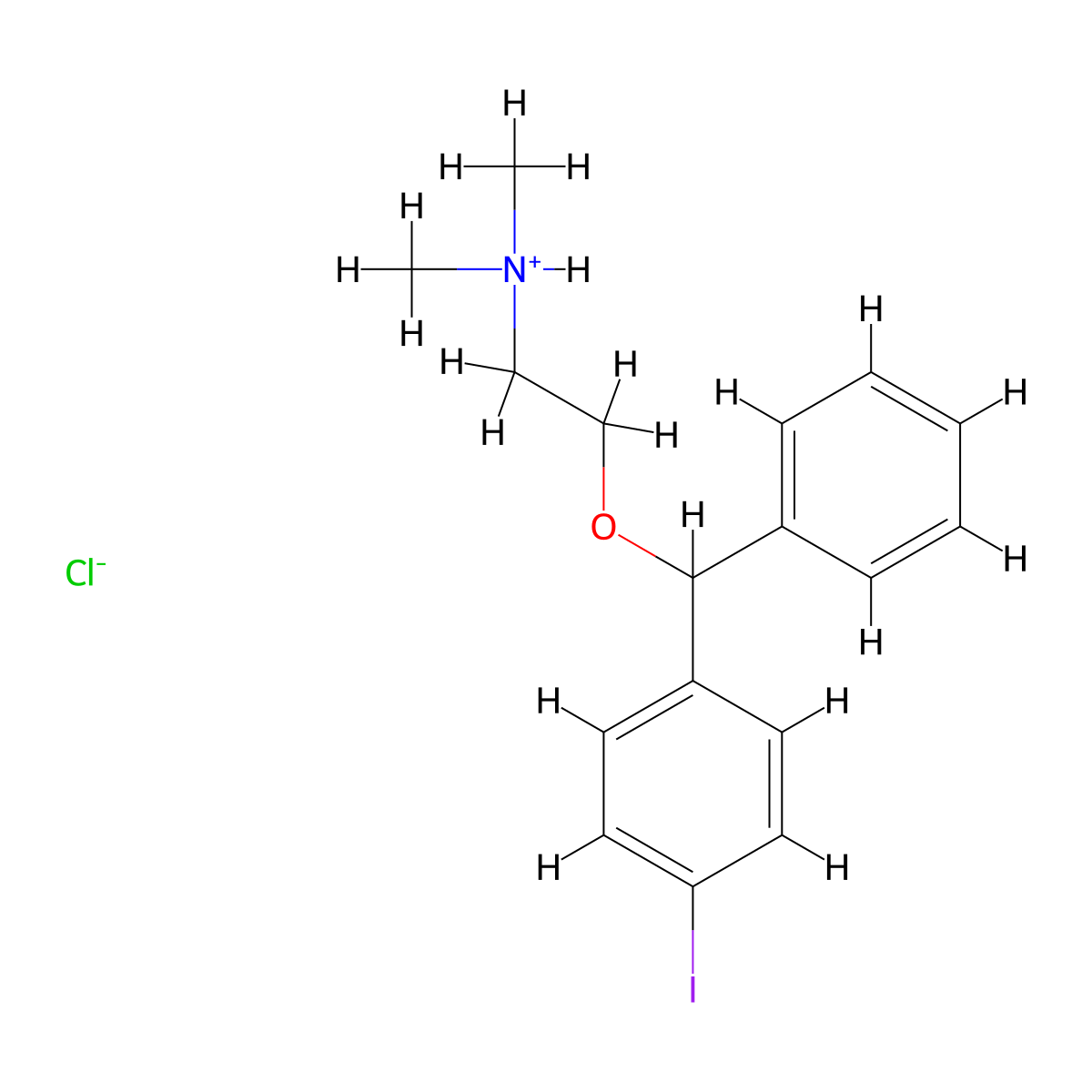 Ethylamine, 2-(p-iododiphenylmethoxy)-N,N-dimethyl-, hydrochloride molecular structure, CAS 63918-23-0