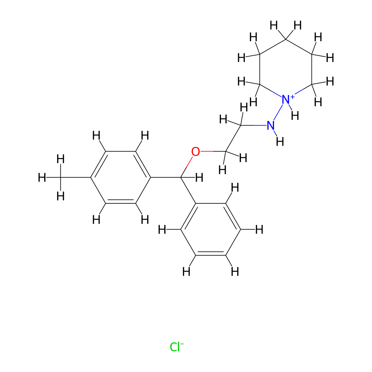 Ethylamine, 2-(phenyl-(p-tolyl)methoxy)-N-piperidino-, hydrochloride molecular structure, CAS 63918-27-4