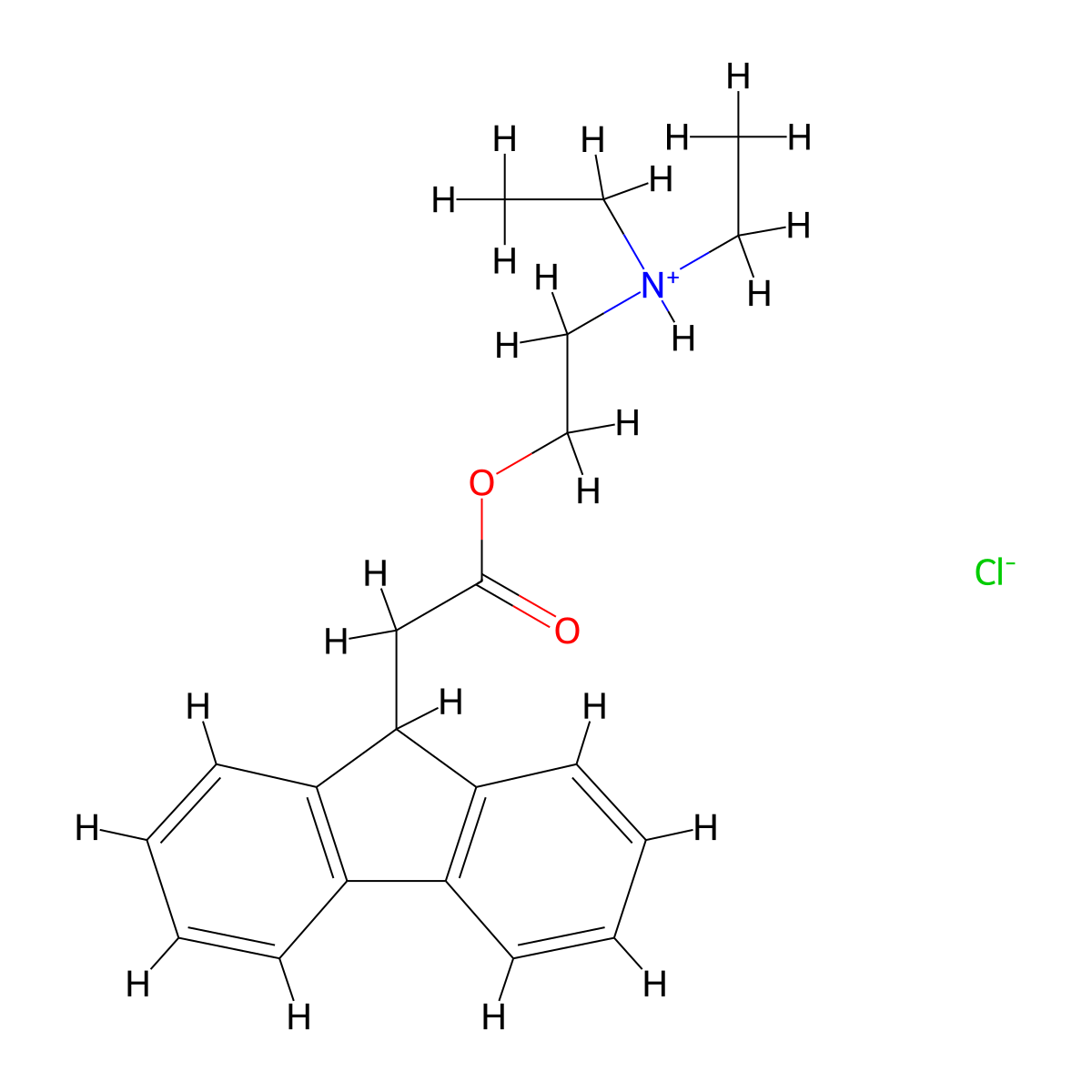2-(Diethylamino)ethyl (9H-fluoren-9-yl)acetate--hydrogen chloride (1/1) molecular structure, CAS 63918-42-3
