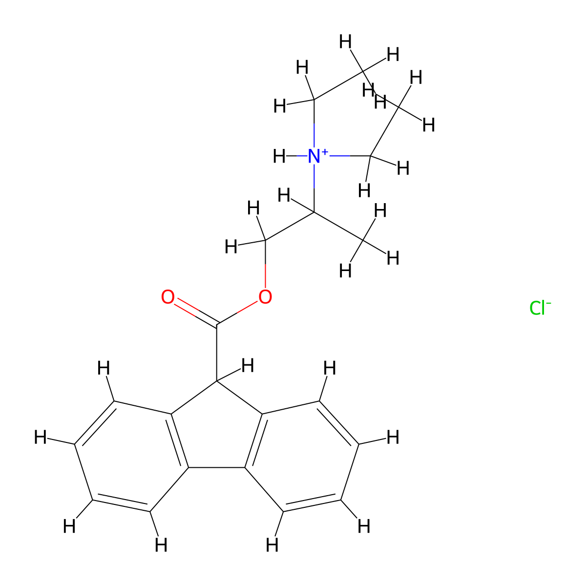 2-(Diethylamino)propyl 9H-fluorene-9-carboxylate--hydrogen chloride (1/1) molecular structure, CAS 63918-46-7