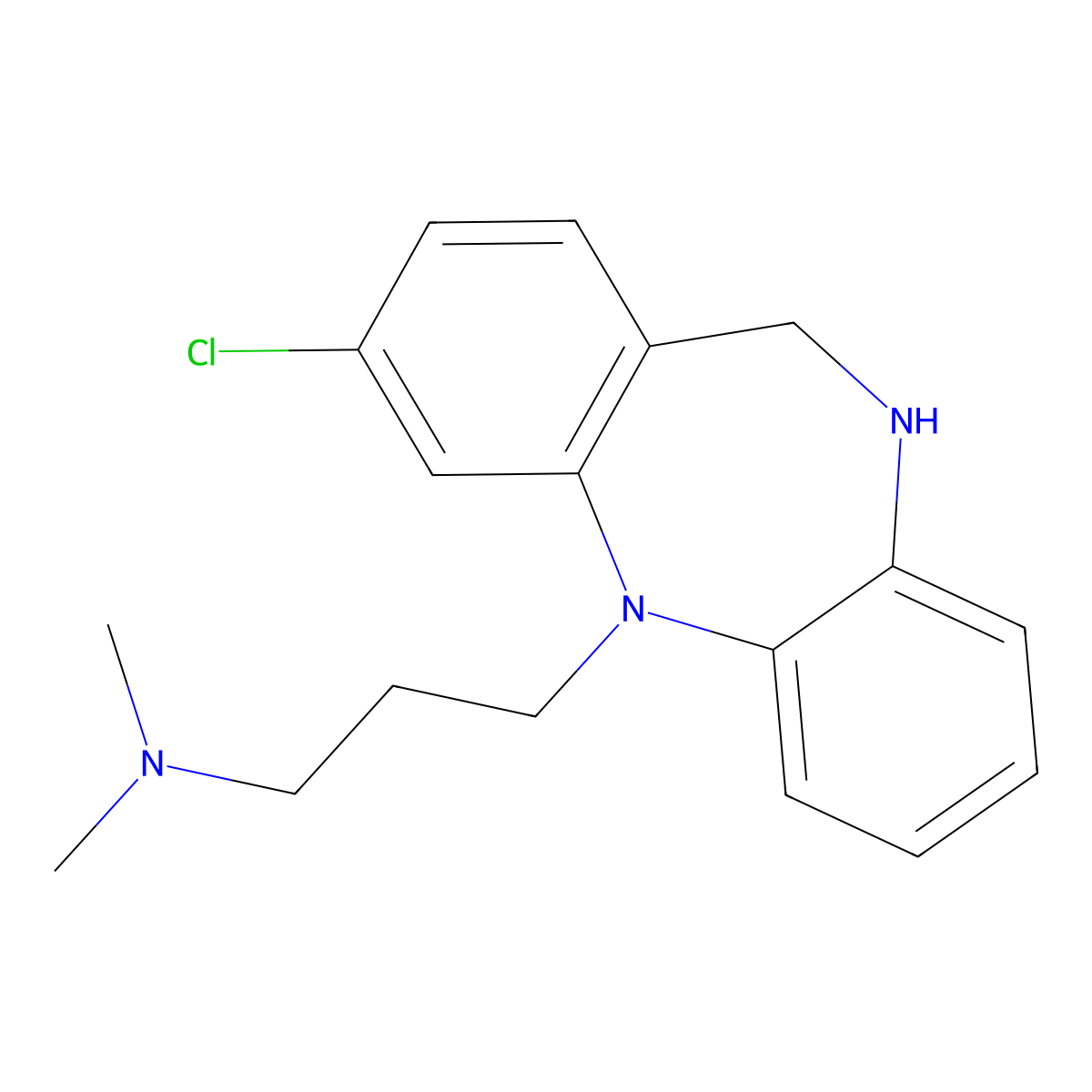 5H-Dibenzo(b,e)(1,4)diazepine, 10,11-dihydro-3-chloro-5-(3-(dimethylamino)propyl)- molecular structure, CAS 63918-62-7