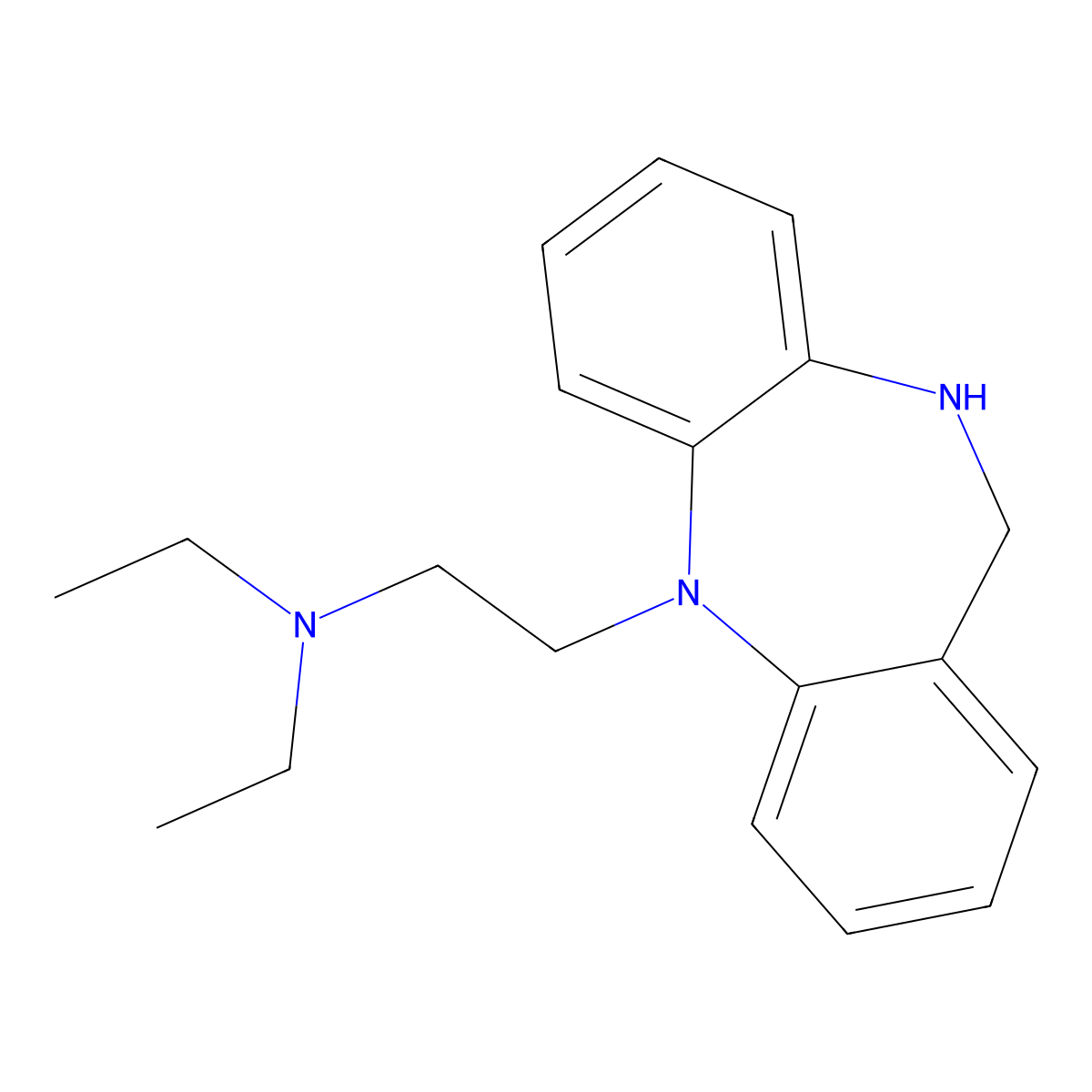 5H-Dibenzo(b,e)(1,4)diazepine, 10,11-dihydro-5-(2-(diethylamino)ethyl)- molecular structure, CAS 63918-63-8