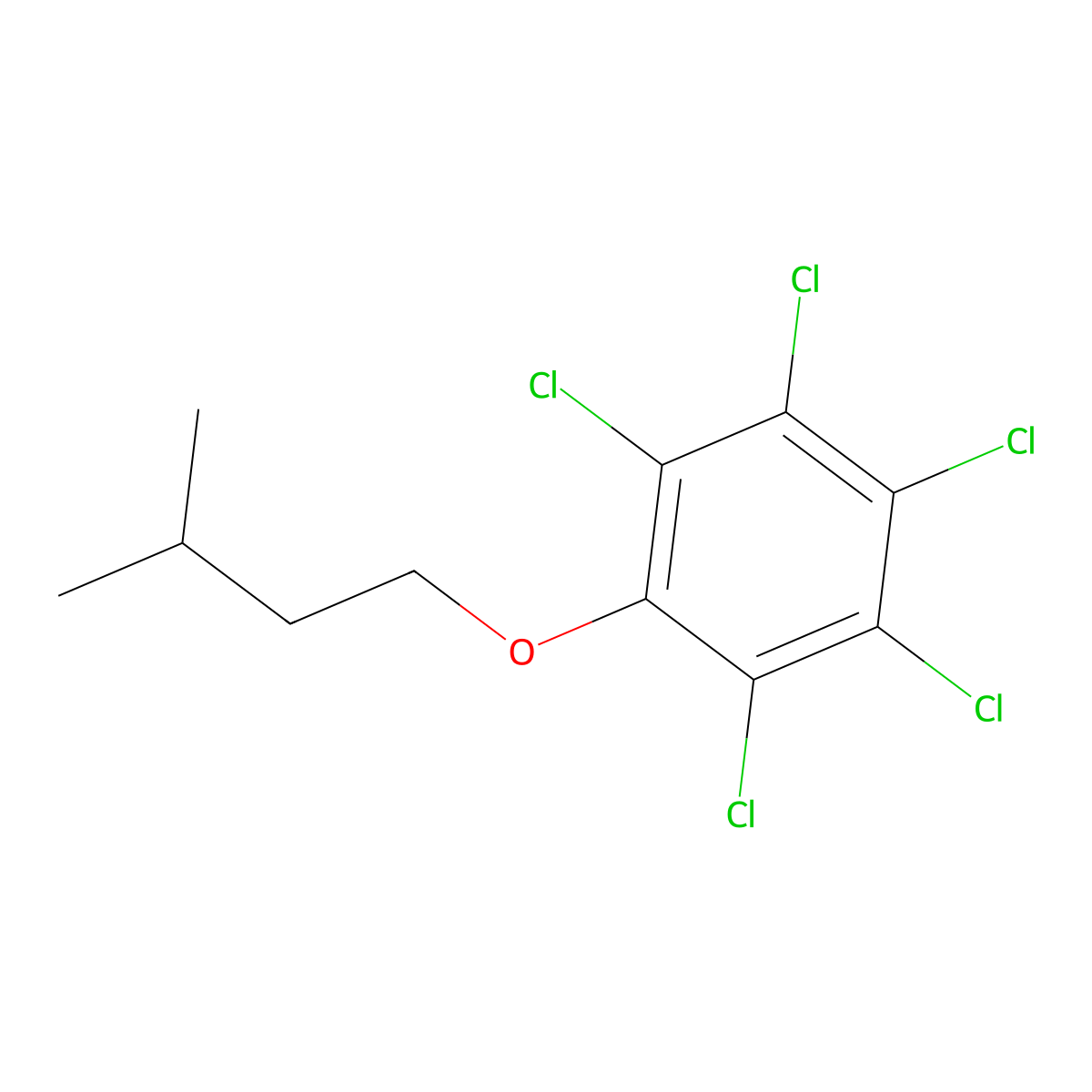 Isoamyl pentachlorophenyl ether molecular structure, CAS 63918-79-6