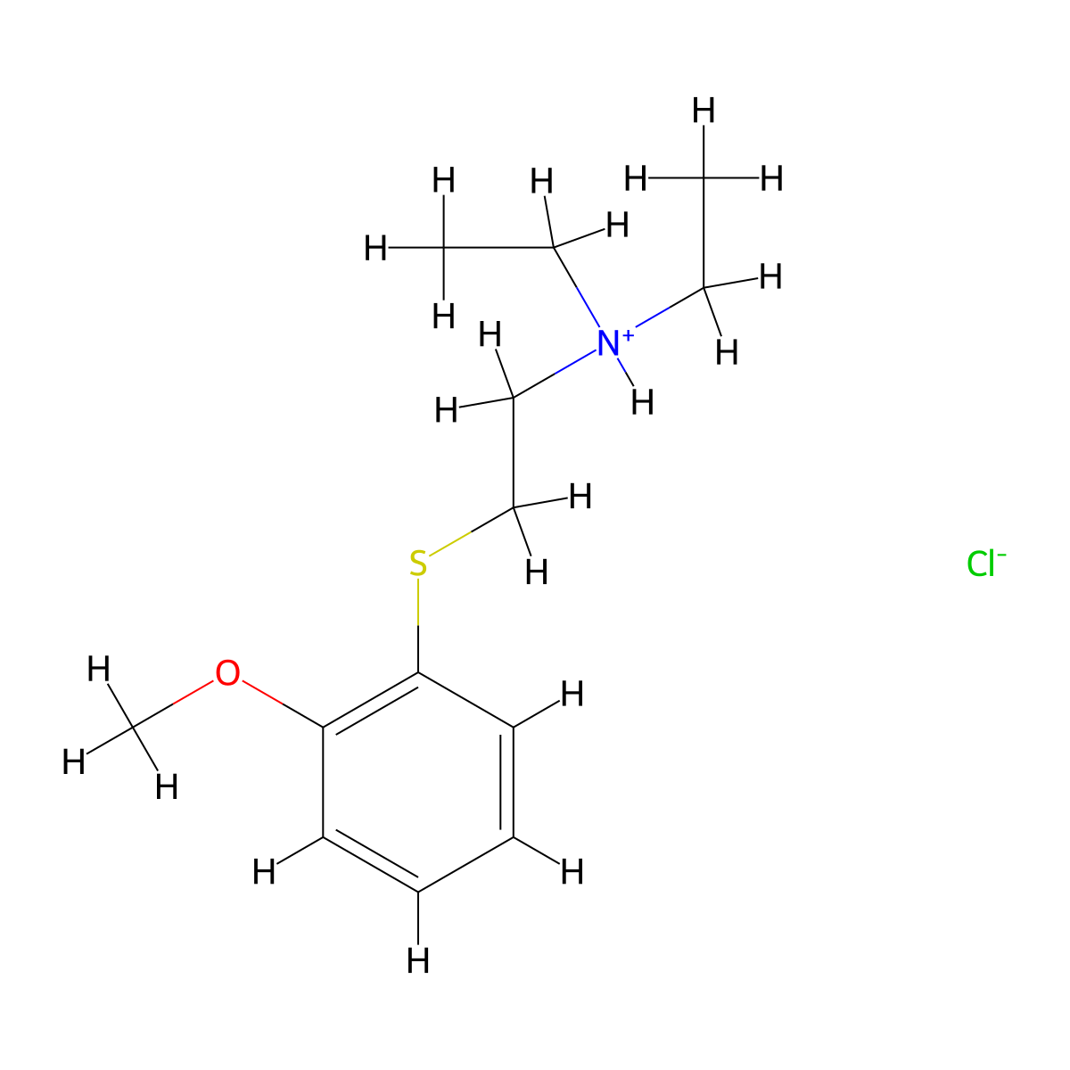 Ethylamine, 2-(o-anisylthio)-N,N-diethyl-, hydrochloride molecular structure, CAS 63918-81-0