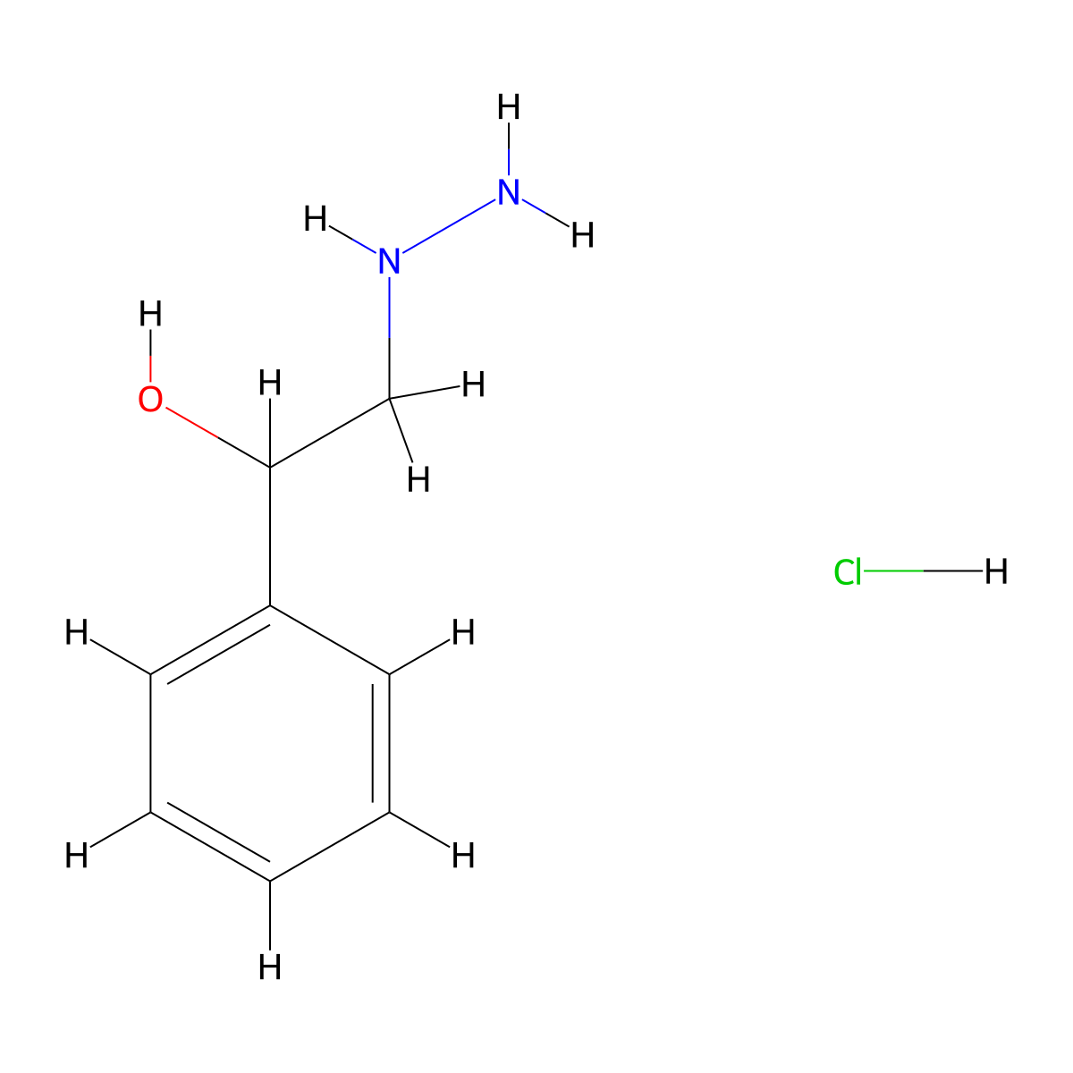 Benzyl alcohol, alpha-(hydrazinomethyl)-, hydrochloride molecular structure, CAS 63918-87-6