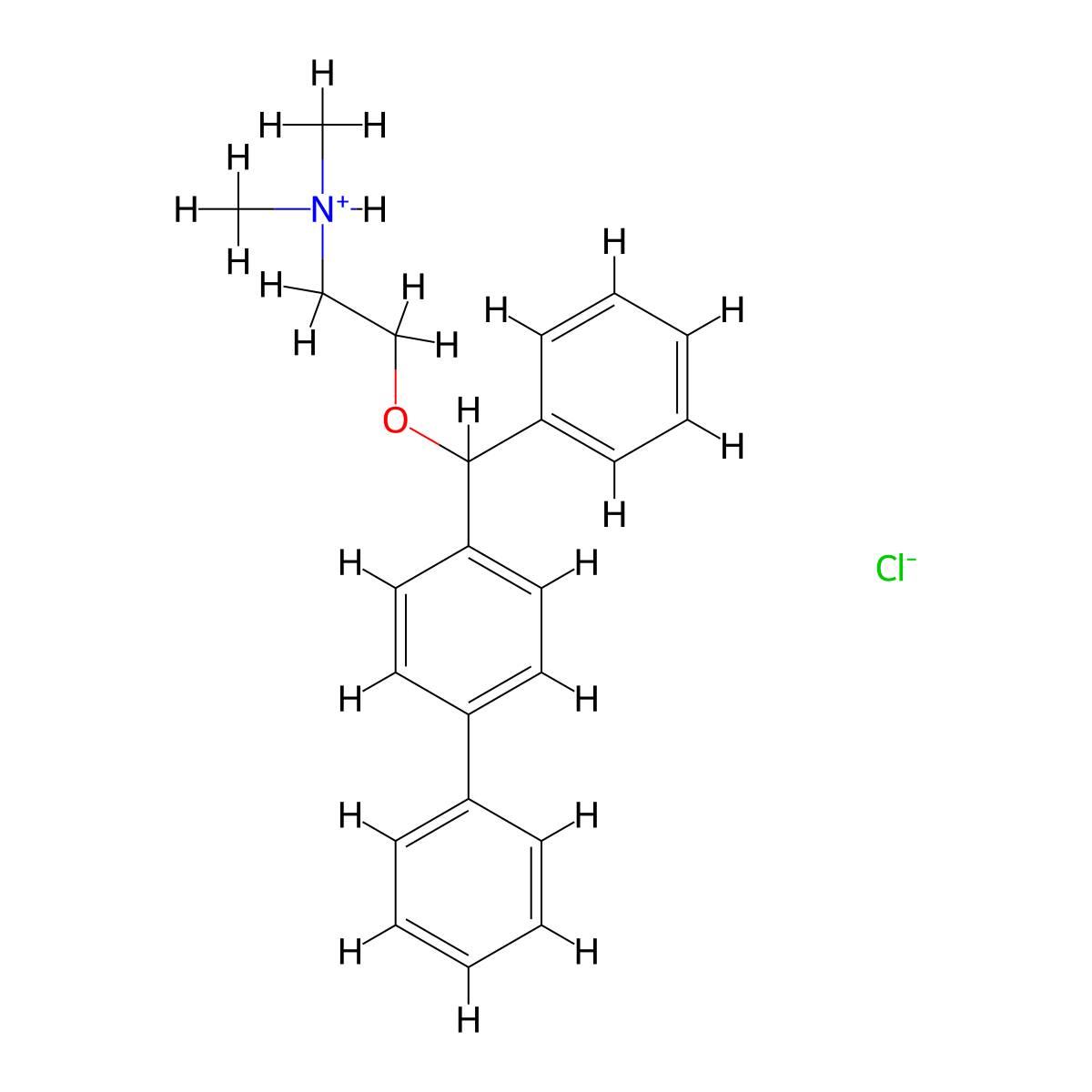 Ethylamine, 2-(biphenylyl(phenyl)methoxy)-N,N-dimethyl-, hydrochloride molecular structure, CAS 63919-06-2