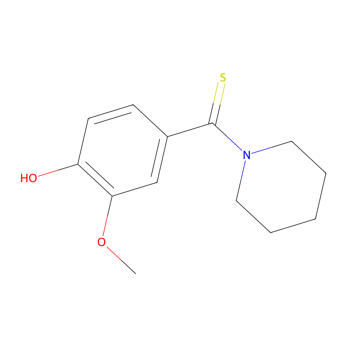 (4-Hydroxy-3-methoxyphenyl)(piperidin-1-yl)methanethione molecular structure, CAS 6392-00-3