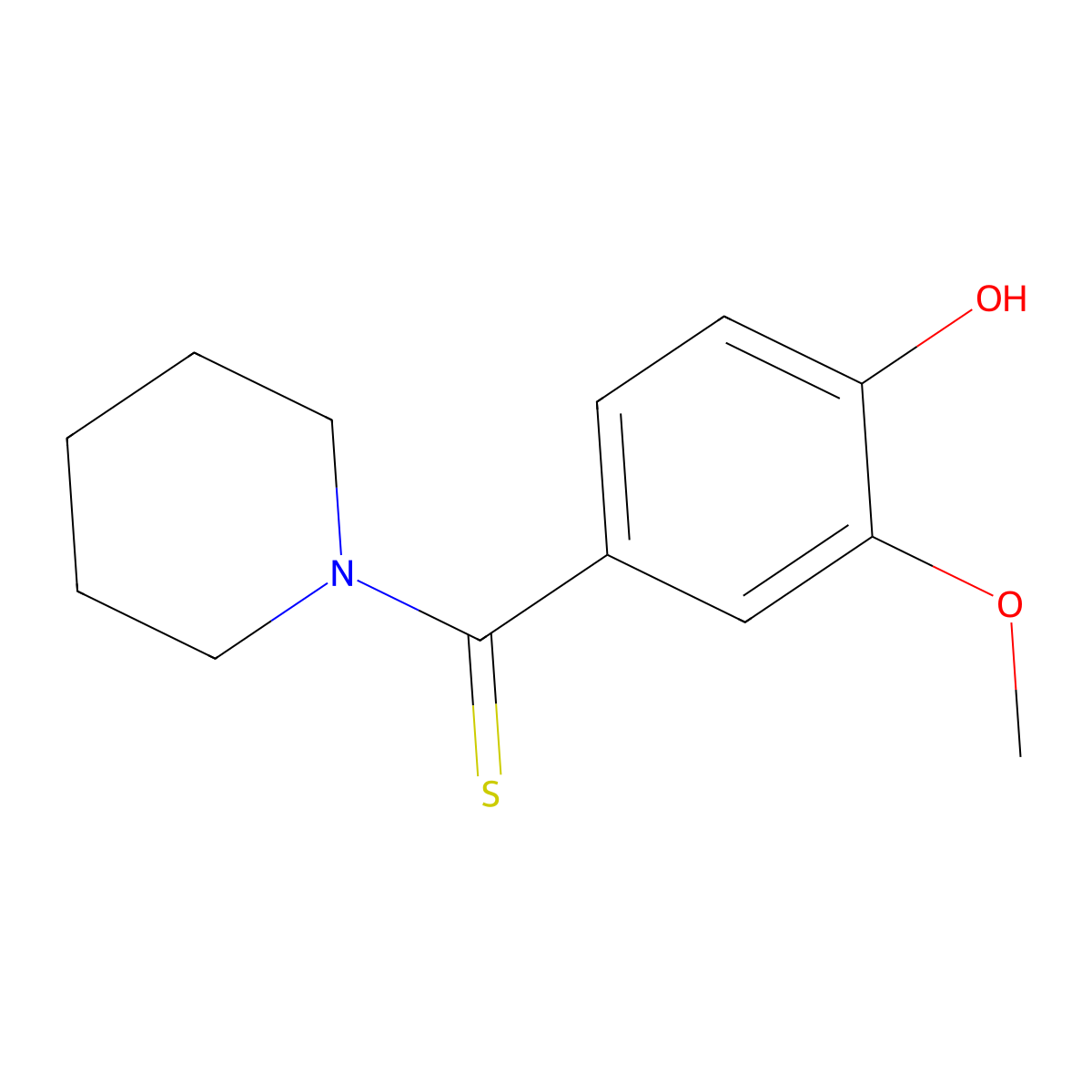 (4-Hydroxy-3-methoxyphenyl)(piperidin-1-yl)methanethione molecular structure, CAS 6392-00-3