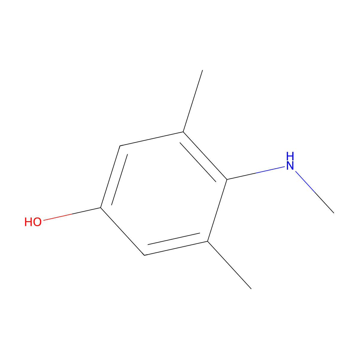 3,5-Xylenol, 4-(methylamino)- molecular structure, CAS 6392-45-6