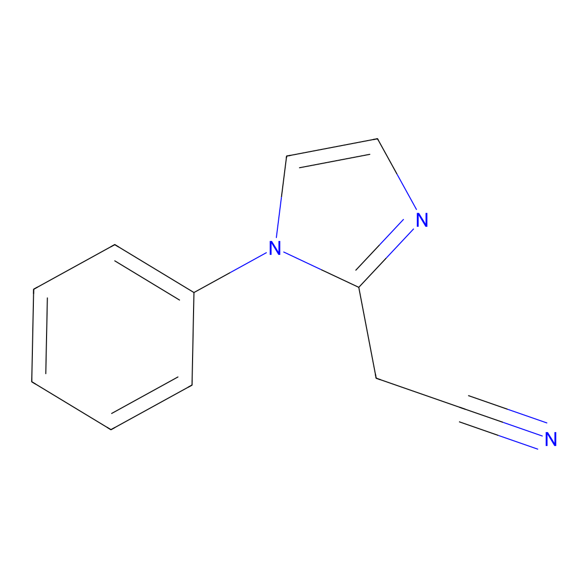 2-(1-phenyl-1H-imidazol-2-yl)acetonitrile molecular structure, CAS 63928-10-9