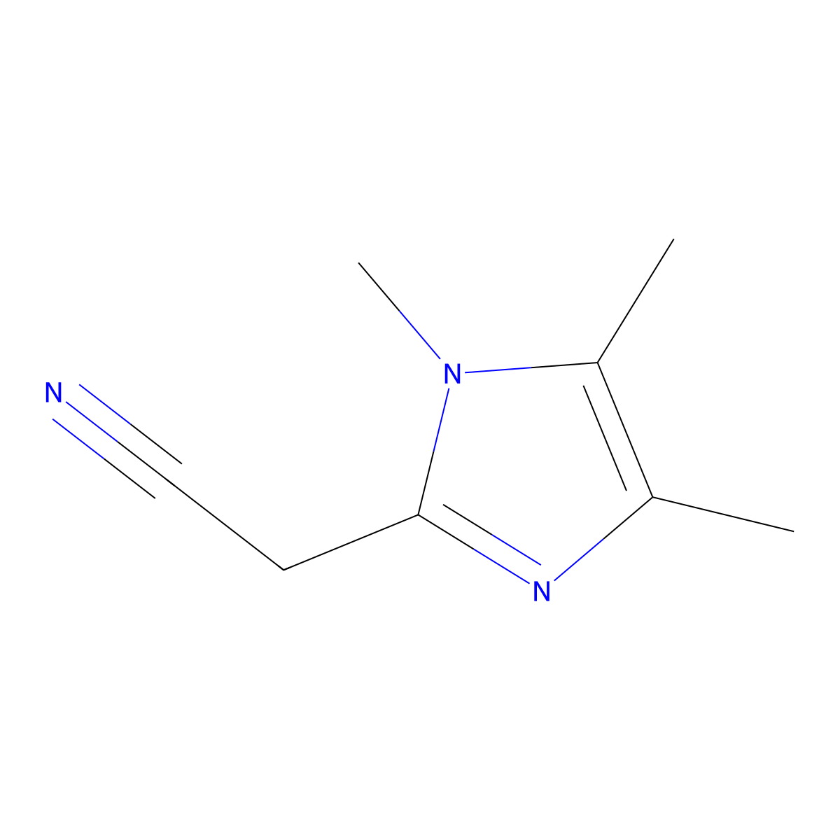 (1,4,5-Trimethyl-1H-imidazol-2-yl)acetonitrile molecular structure, CAS 63928-13-2