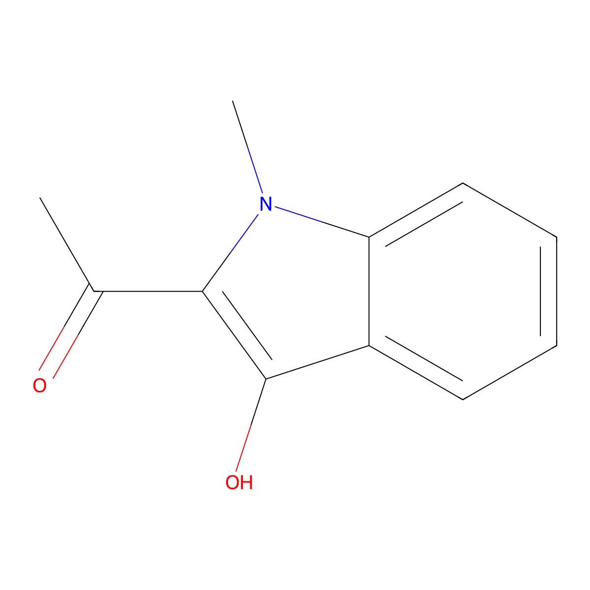 1-(3-hydroxy-1-methyl-1H-indol-2-yl)ethanone molecular structure, CAS 63928-69-8