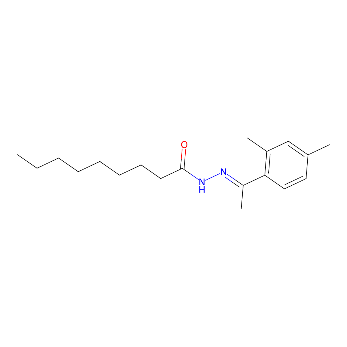 N-[1-(2,4-dimethylphenyl)ethylideneamino]nonanamide molecular structure, CAS 6393-75-5