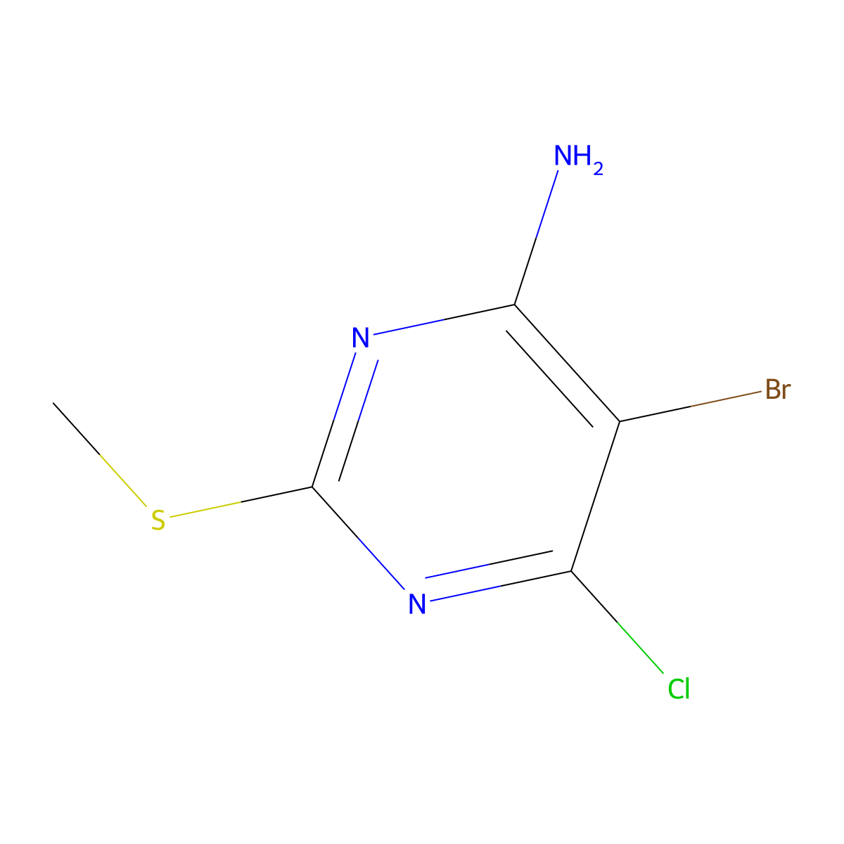 5-Bromo-6-chloro-2-(methylsulfanyl)pyrimidin-4-amine molecular structure, CAS 63931-22-6