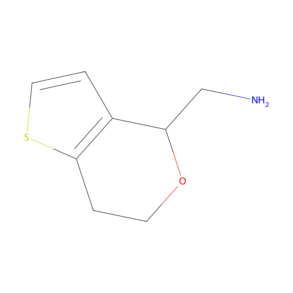 4H,6H,7H-thieno[3,2-c]pyran-4-ylmethanamine molecular structure, CAS 63932-26-3