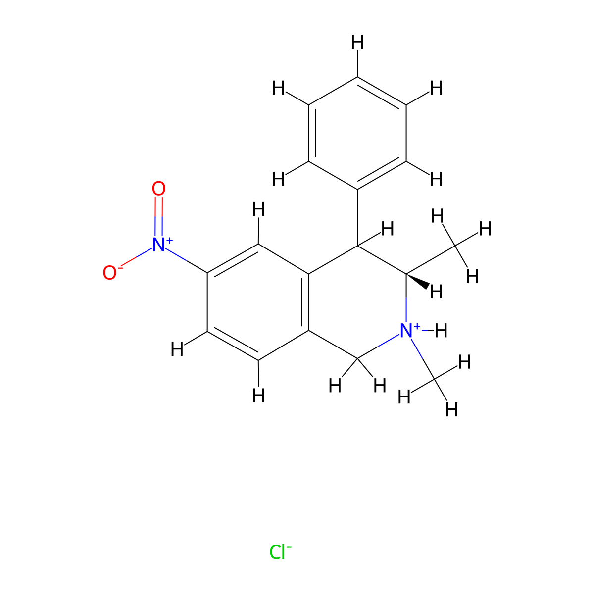 2,3-Dimethyl-6-nitro-4-phenyl-1,2,3,4-tetrahydroisoquinoline--hydrogen chloride (1/1) molecular structure, CAS 63937-33-7