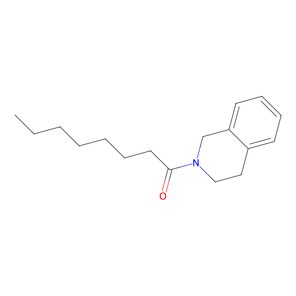 Isoquinoline, 1,2,3,4-tetrahydro-2-octanoyl- molecular structure, CAS 63937-47-3