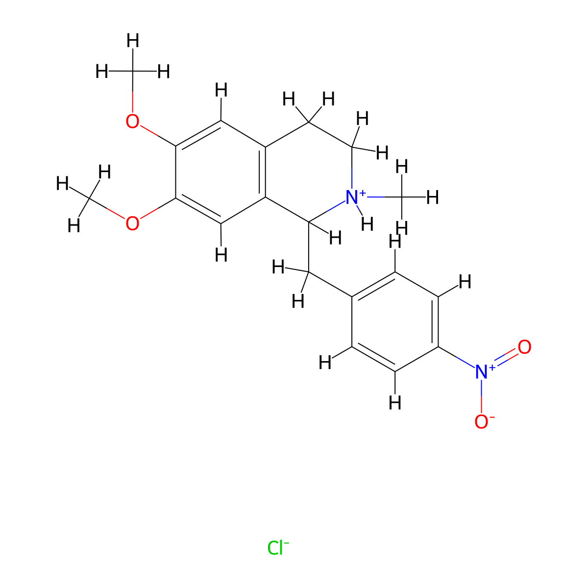 Isoquinoline, 1,2,3,4-tetrahydro-6,7-dimethoxy-2-methyl-1-(4-nitrobenzyl)-, hydrochloride molecular structure, CAS 63937-55-3