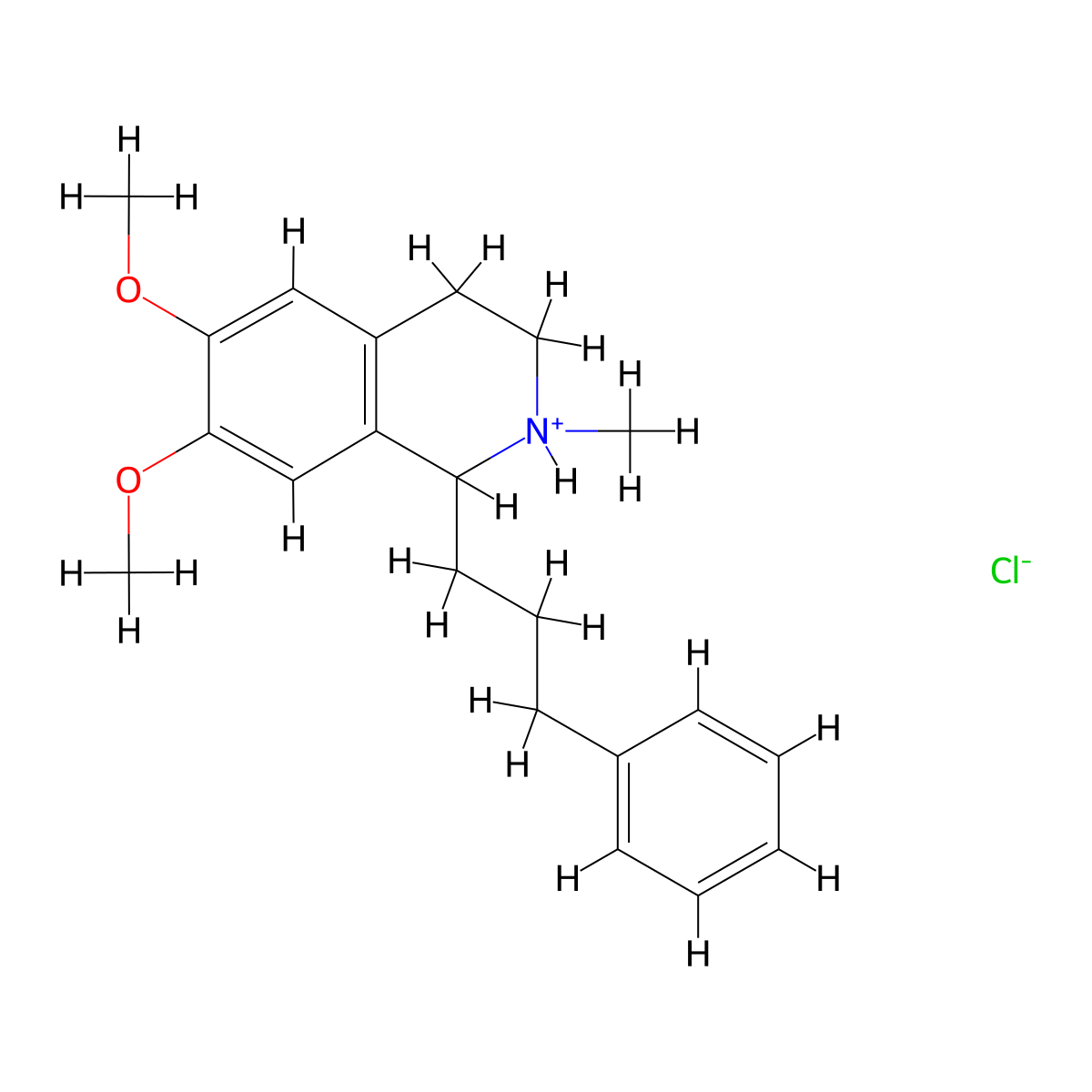 6,7-Dimethoxy-2-methyl-1-(3-phenylpropyl)-1,2,3,4-tetrahydroisoquinoline--hydrogen chloride (1/1) molecular structure, CAS 63937-60-0