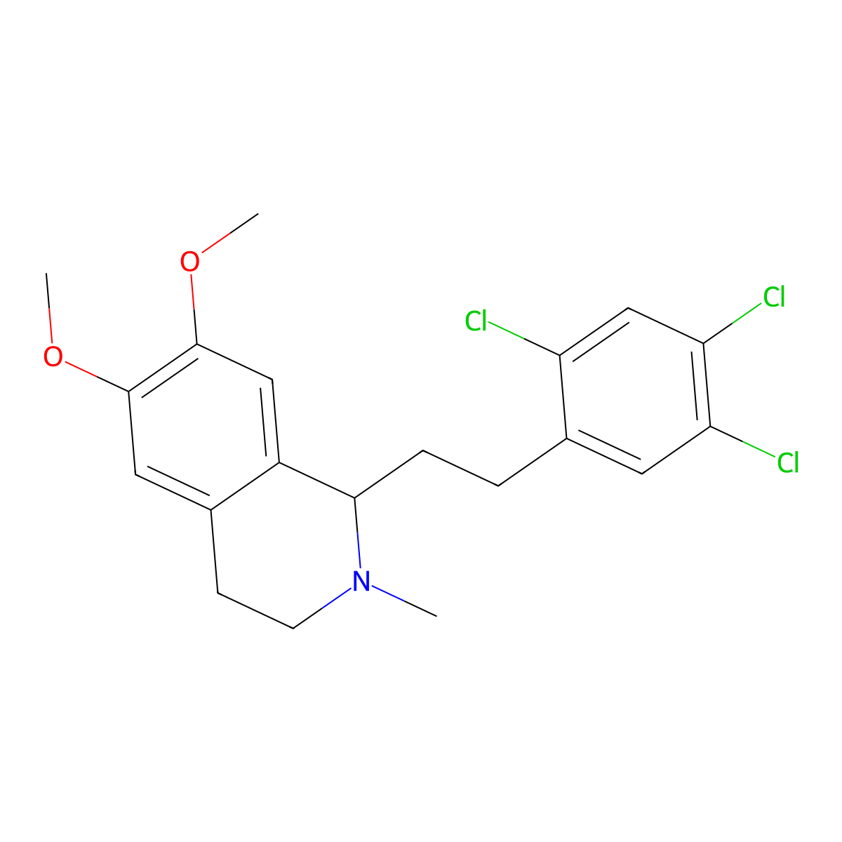 6,7-Dimethoxy-2-methyl-1-(2-(2,4,5-trichlorophenyl)ethyl)-1,2,3,4-tetrahydroisoquinoline molecular structure, CAS 63937-62-2