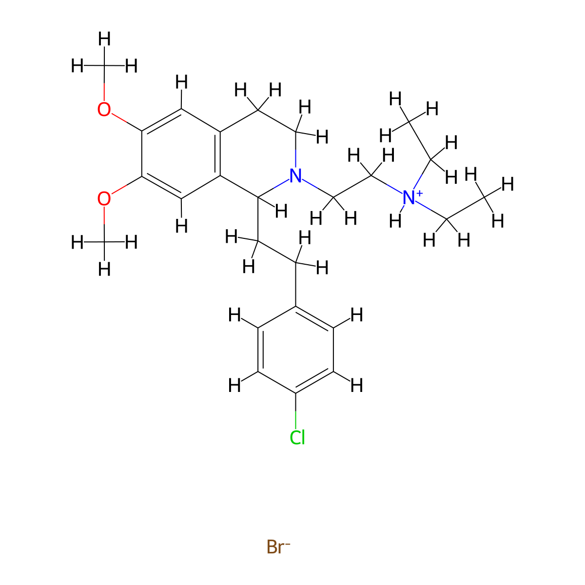 Isoquinoline, 1,2,3,4-tetrahydro-1-(4-chlorophenethyl)-2-(2-(diethylamino)ethyl)-6,7-dimethoxy-, hydrobromide molecular structure, CAS 63937-74-6