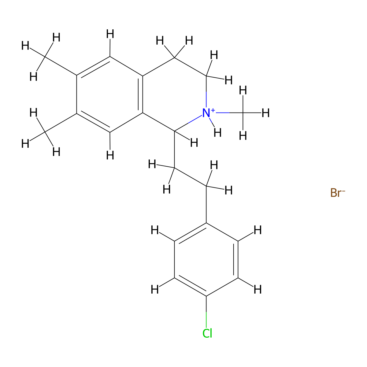 Isoquinoline, 1,2,3,4-tetrahydro-1-(4-chlorophenethyl)-6,7-dimethyl-2-methyl-, hydrobromide molecular structure, CAS 63937-83-7