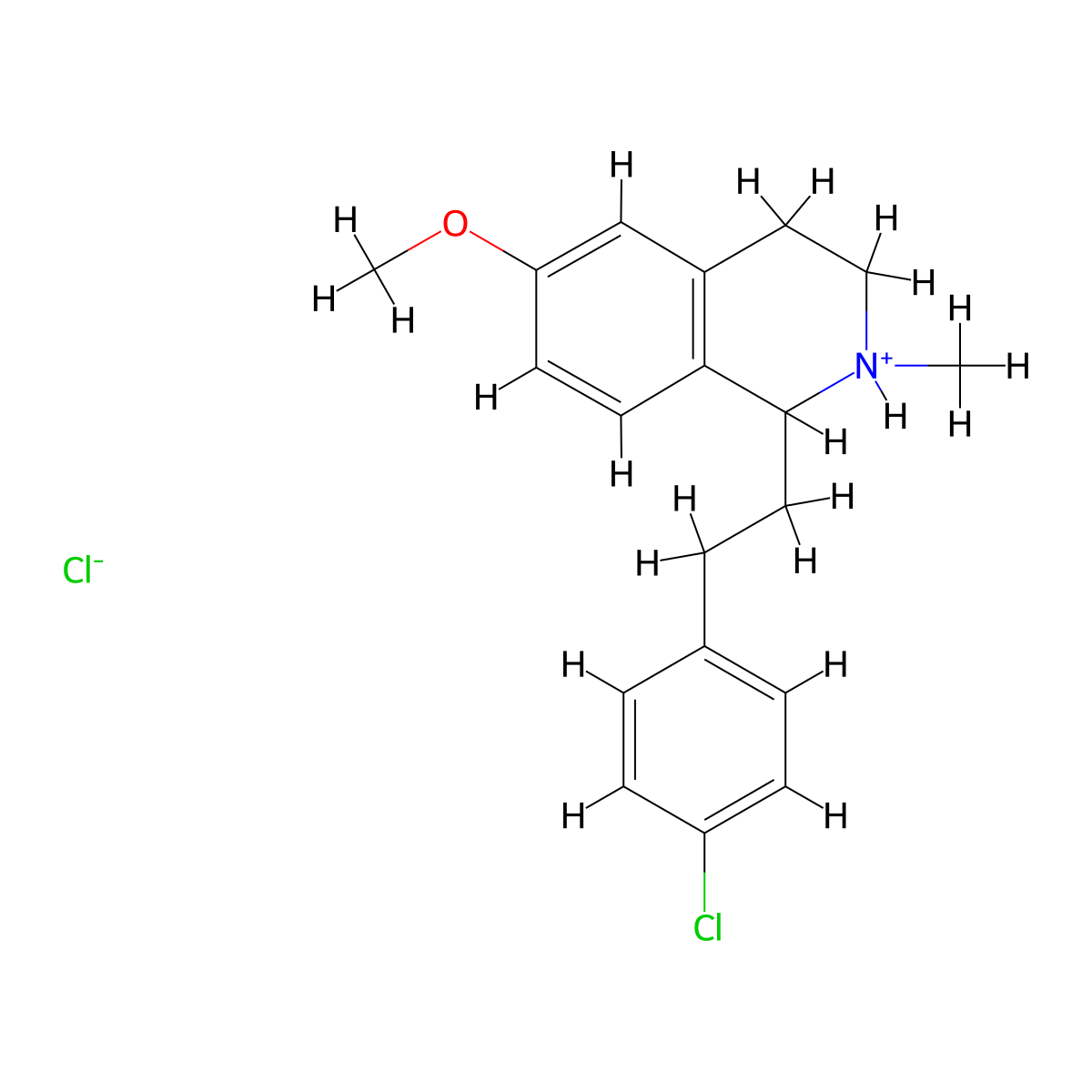 Isoquinoline, 1,2,3,4-tetrahydro-1-(4-chlorophenethyl)-6-methoxy-2-methyl-, hydrochloride molecular structure, CAS 63937-84-8