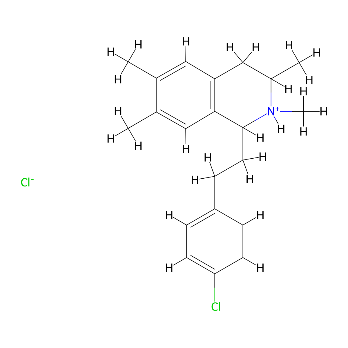 Isoquinoline, 1,2,3,4-tetrahydro-1-(4-chlorophenethyl)-2,3,6,7-tetramethyl-, hydrochloride molecular structure, CAS 63937-87-1