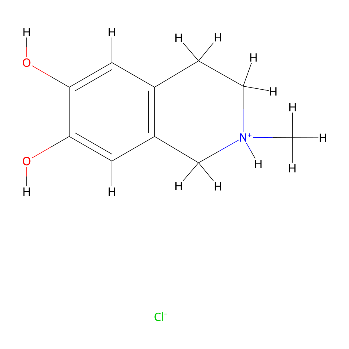 2-Methyl-1,2,3,4-tetrahydro-6,7-isoquinolinediol hydrochloride molecular structure, CAS 63937-92-8
